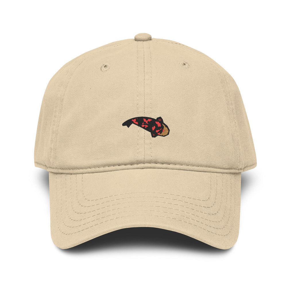 Washed Baseball Cap with Embroidered Koi Fish — Casual Vintage Dad Hat