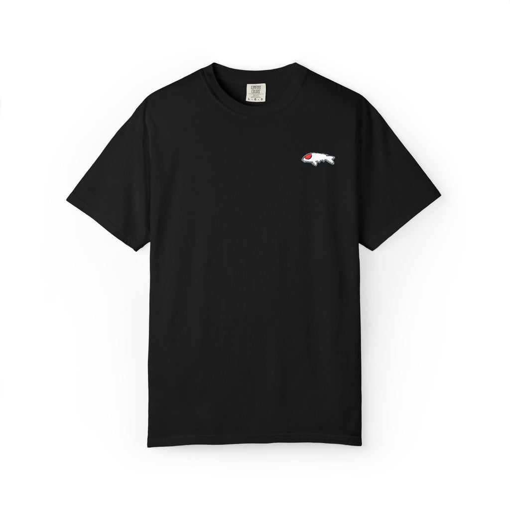 Black Shirt  with Embroidered Tancho Koi Fish.