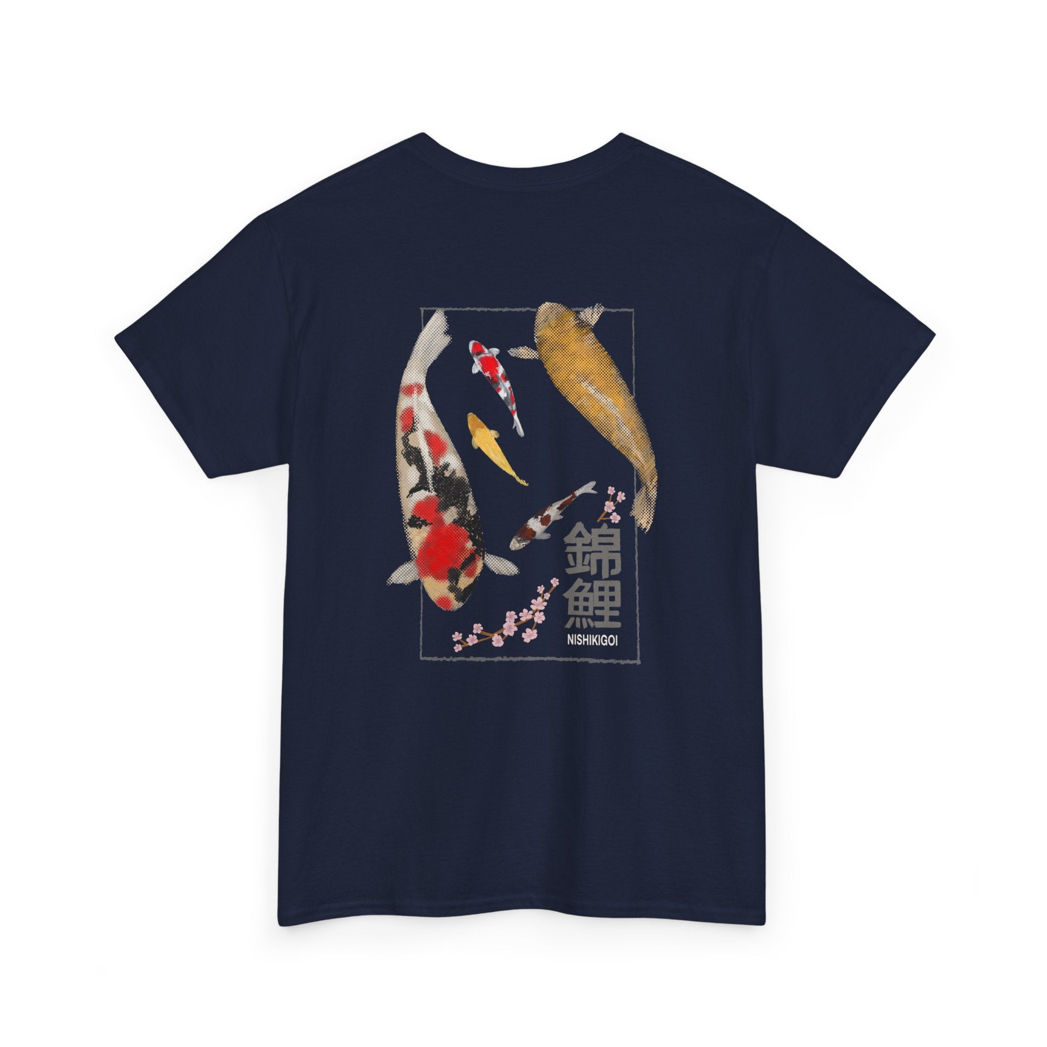 Koi Fish Printed Tee, Casual Unisex Heavy Cotton T-Shirt, Nature Lover Gift, Birthday Present, Beachwear, Spring Fashion