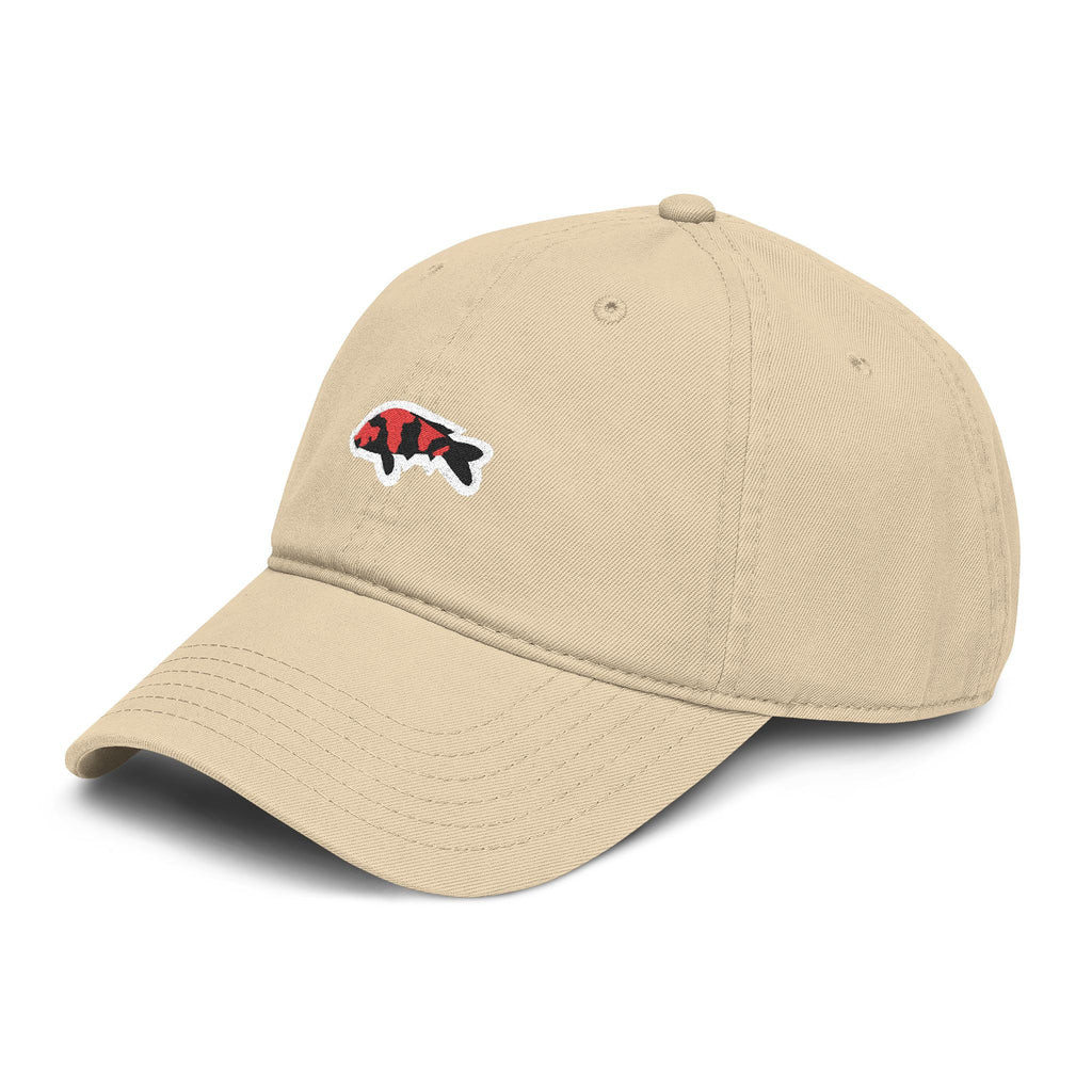 Washed Baseball Cap with Koi Fish Patch — Casual Vintage Fishing Hat